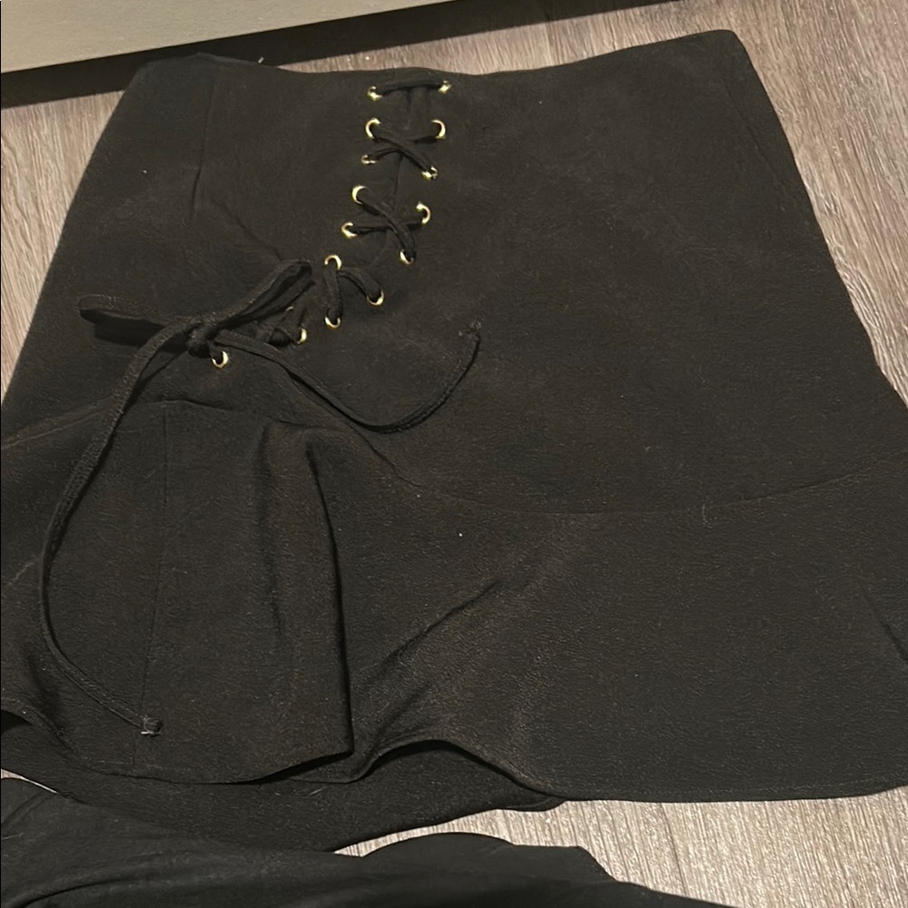 Express Black Mini Skirt with Lace-Up Detail